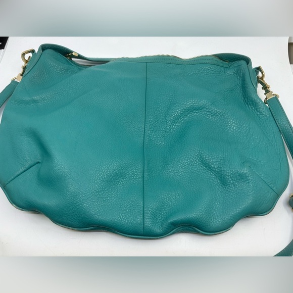 Tory Burch Teal Leather Amanda Hobo shoulder Bag with crossbody strap Read* - Picture 7 of 13
